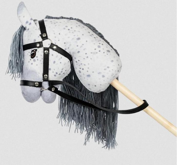 Stokpaard Star met open mond | Grijs gevlekt | met staart, Hobby en Vrije tijd, Overige Hobby en Vrije tijd, Nieuw, Ophalen of Verzenden
