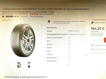 4 x Winterbanden 215/55 R16 97 V M+S beschikbaar voor biedingen