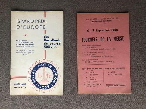 2 anciens programmes Hors-Bords de course La Meuse Liège, Sports nautiques & Bateaux, Accessoires & Entretien, Livre ou Carte hydrographique