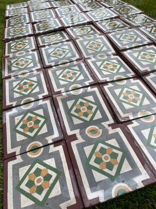 Antieke retro vintage cementtegels 20x20cm ca 2m2, Doe-het-zelf en Bouw, Tegels, Gebruikt, Vloertegels, Hardsteen, 20 tot 40 cm
