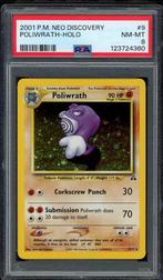 Poliwrath Holo PSA 8 - 9/75 - Neo Discovery 2001, Hobby en Vrije tijd, Verzamelkaartspellen | Pokémon, Ophalen of Verzenden, Zo goed als nieuw