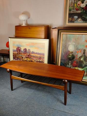 Vintage salontafel met omkeerbaar blad  Jaren 60 beschikbaar voor biedingen