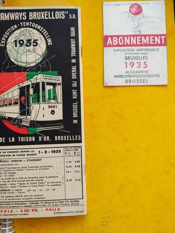 Exposition Bruxelles de 1935 abonnement plan Belgique  beschikbaar voor biedingen