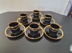 Set 6 blauwzwarte tassen met gouden rand Limoges France, Ophalen