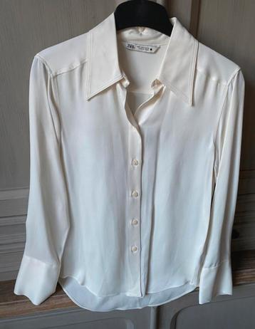 Witte blouse Zara Viscose maat S 36, Kleding | Dames, Ophalen of Verzenden, Nieuw, Maat 36 (S)