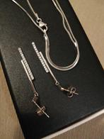 Collier et boucles d'oreilles, plaqué argent, Met strass, Overige materialen, Gebruikt, Zilver