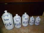 Ensemble de 5 pots en porcelaine Apulum,dessin bleu, Maison & Meubles, Cuisine | Éléments de cuisine, Comme neuf, Moins de 50 cm