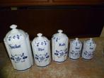 Ensemble de 5 pots en porcelaine Apulum,dessin bleu, Comme neuf, Moins de 50 cm, Enlèvement ou Envoi, Moins de 100 cm
