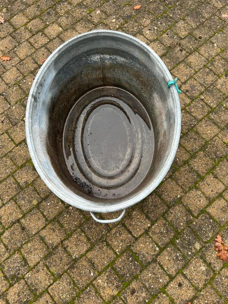 Grote ovalen teil in zink, Huis en Inrichting, Woonaccessoires | Schalen en Manden, Gebruikt, Ophalen
