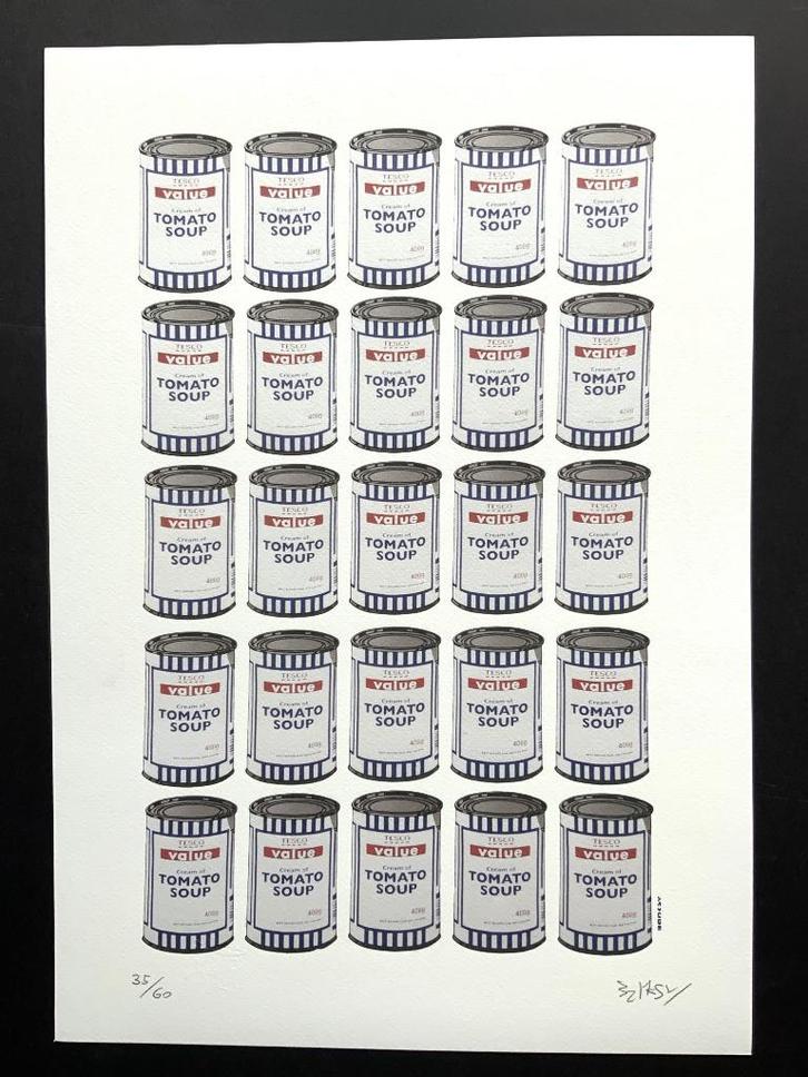 Banksy tomato soup genummerde litho 35 X 50, Antiek en Kunst, Kunst | Litho's en Zeefdrukken, Ophalen of Verzenden