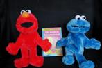 Sesamstraat handpop Elmo en Koekiemonster + boek, Kinderen en Baby's, Overige typen, Gebruikt, Ophalen of Verzenden