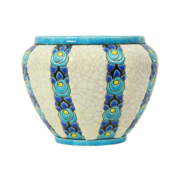 Polychrome Bloempot Vaas Catteau Boch Keramis Art Deco 1922, Antiek en Kunst, Antiek | Keramiek en Aardewerk, Ophalen of Verzenden