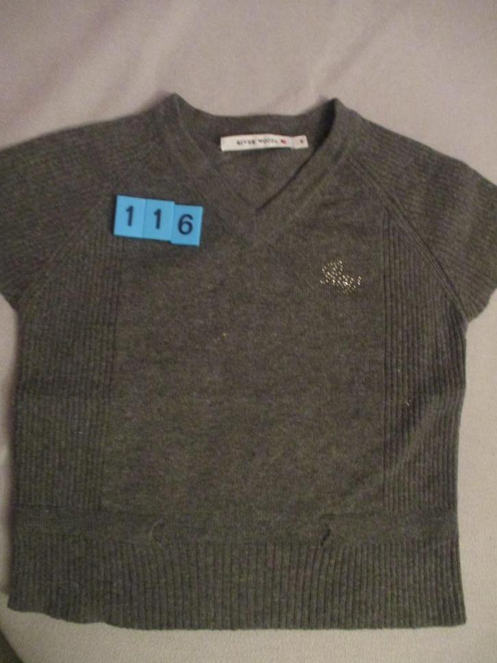 grijze trui korte mouwen River Woods maat 116, Kinderen en Baby's, Kinderkleding | Maat 116, Zo goed als nieuw, Meisje, Trui of Vest