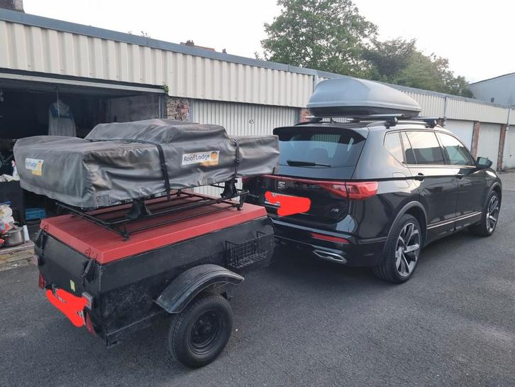 TE HUUR Daktent + trailer + dakkoffer + voortent, Caravans en Kamperen, Kampeeraccessoires, Zo goed als nieuw, Ophalen