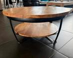 Salontafel rond landelijk industrieel vol hout 90cm, Huis en Inrichting, Tafels | Salontafels, Ophalen, Rond, 50 tot 100 cm, Landelijk industrieel
