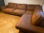 Hoeksalon Zetel cognac bruin microlederstof, Huis en Inrichting, Ophalen, Zo goed als nieuw, Stof