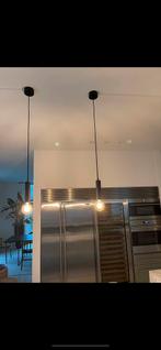 2 design hanglampen, Huis en Inrichting, Lampen | Hanglampen, Ophalen, Zo goed als nieuw, Hout