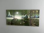 Handgeschilderd oosters tafereel in 4 panelen, Ophalen, 125 cm of meer, Zo goed als nieuw, Schilderij