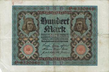 Billet de 100 Mark de 1920 de l'Allemagne