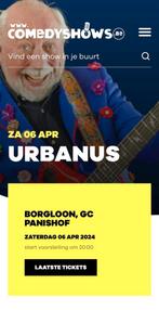 2 tickets te koop voor urbanis in Panishof te Borgloon., Tickets en Kaartjes, Concerten | Nederlandstalig, Overige typen, April
