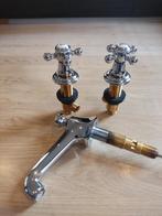 2 stuk Dormbracht 3-gats lavabo kraan (retro), Ophalen, Nieuw, Chroom, Wastafel
