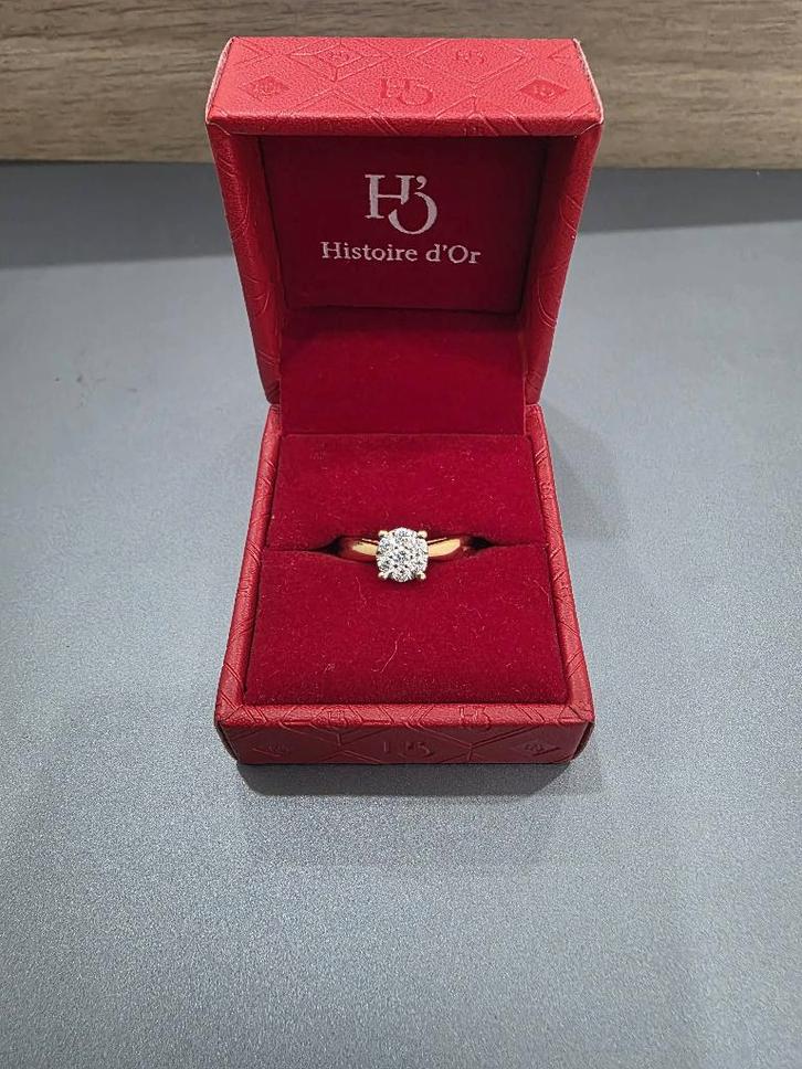 18k 750/1000 gouden ring bezet met diamanten, Handtassen en Accessoires, Ringen, Nieuw, Dame, 18 tot 19, Goud, Goud, Met edelsteen