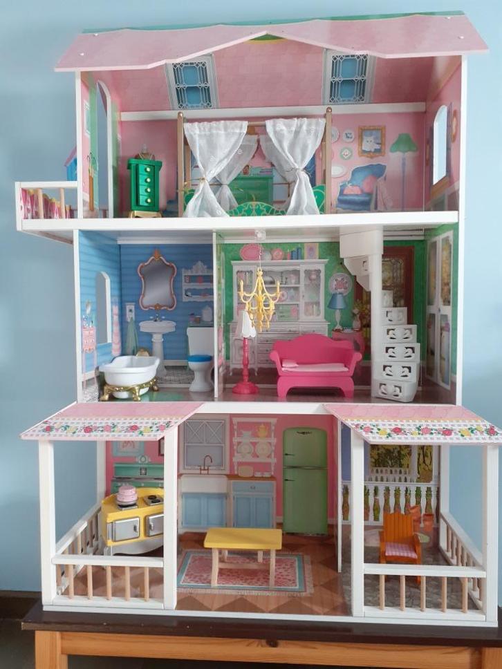 Kidscraft groot poppenhuis met meubels, Kinderen en Baby's, Speelgoed | Poppenhuizen, Zo goed als nieuw, Poppenhuis, Ophalen