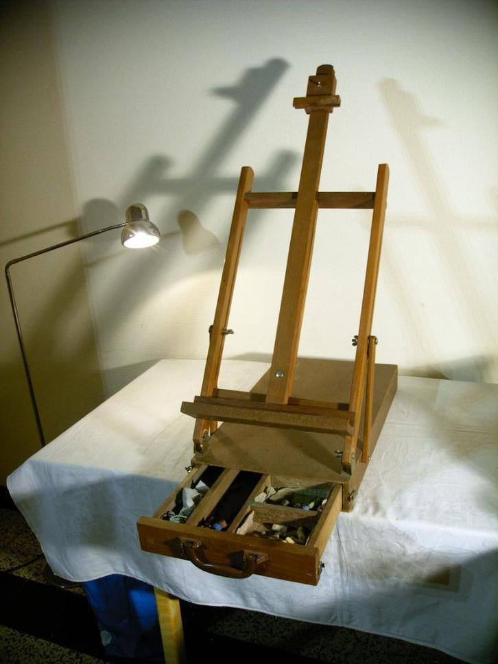 Houten schildersezel voor op tafel., Hobby en Vrije tijd, Schilderen, Gebruikt, Ezel, Ophalen of Verzenden