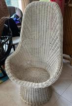 Fauteuil vintage en osier blanc, Ophalen, Gebruikt, Riet of Rotan, Vintage