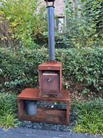 Pizza oven cortenstaal met opbergvak hout, Tuin en Terras, Ophalen, Gebruikt