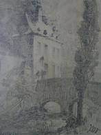 lithographie Julien Van de Veegaete Maison entourée d'eau, Enlèvement ou Envoi