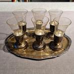 Borrelglaasjes met verzilverd schaaltje, Ophalen of Verzenden