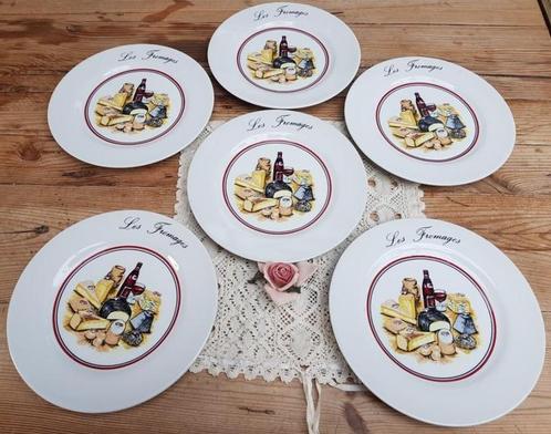 6 Vintage Franse kaas bordjes, Les Fromages, Antiek en Kunst, Curiosa en Brocante, Ophalen of Verzenden