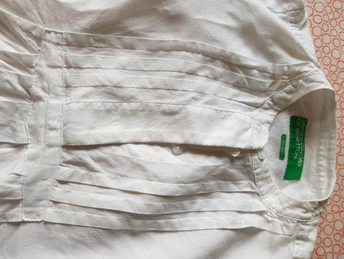 Mooie linnen damesbloes Benetton, Kleding | Dames, Blouses en Tunieken, Zo goed als nieuw, Wit, Ophalen of Verzenden