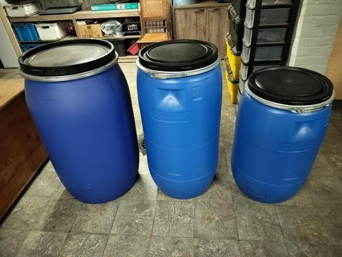 Blauwe tonnen voor voorraad / opslag of regenton, Tuin en Terras, Regentonnen, Gebruikt, Kunststof, Ophalen