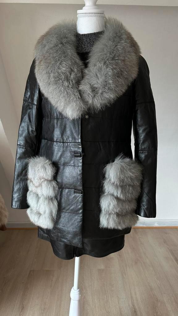 Gewatteerde 100% Ledere jas, Kleding | Dames, Jassen | Winter, Nieuw, Maat 36 (S), Zwart, Ophalen of Verzenden