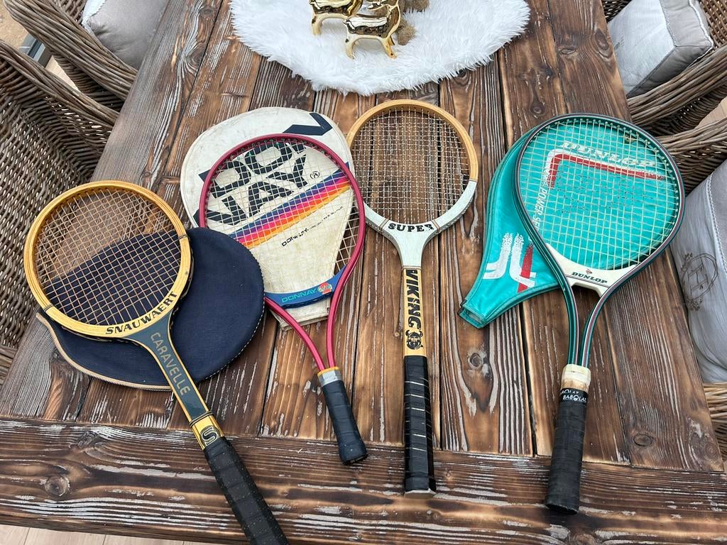 5 raquettes de tennis vintage ancien, Sports & Fitness, Enlèvement ou Envoi, Utilisé, Raquette