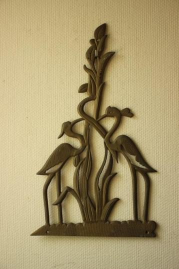 Vintage messing wanddecoratie vogels beschikbaar voor biedingen