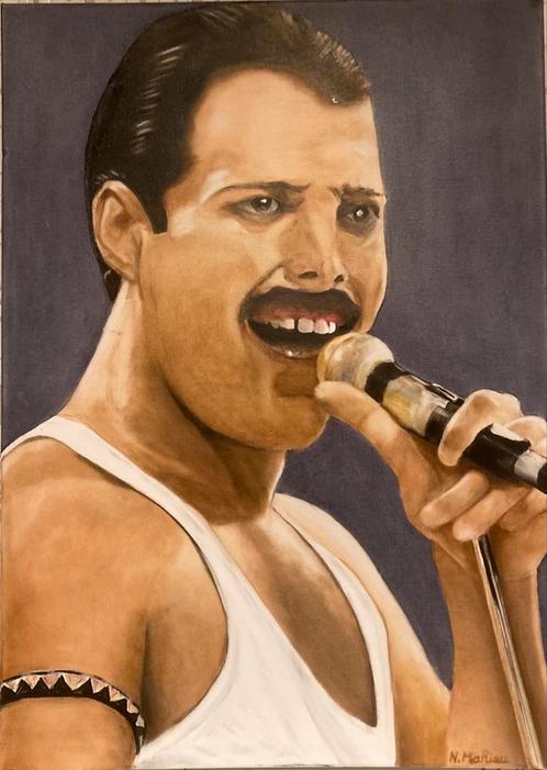 Eigen olieverfschilderij   Freddy Mercury, Antiek en Kunst, Kunst | Schilderijen | Modern, Ophalen