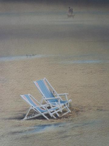mooie litho Jef Van Grieken Twee strandstoelen