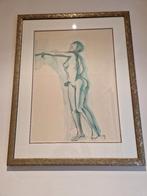 Origineel gesigneerd aquarel van een vrouwelijk naakt, Ophalen of Verzenden