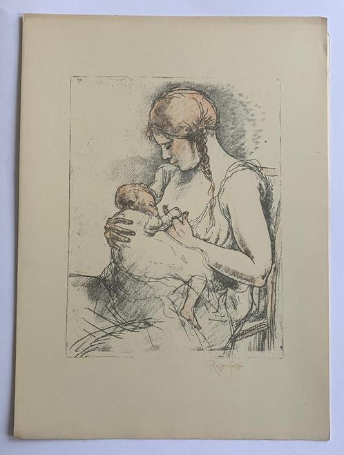 Litho Armand Rassenfosse “Moeder en kind”, Antiek en Kunst, Kunst | Litho's en Zeefdrukken, Ophalen of Verzenden
