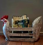 Prachtig, houten magazinehouder, kip, Antiek en Kunst, Curiosa en Brocante, Ophalen of Verzenden