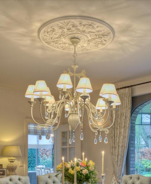 Elegante kroonluchter – 12 lichtpunten – Inclusief lampen, Huis en Inrichting, Lampen | Kroonluchters, Zo goed als nieuw, Glas