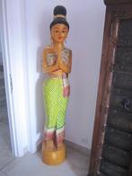 STATUE THAILANDAISE DE BIENVENUE EN TECK SAWADEE 1M80, Antiquités & Art, Enlèvement