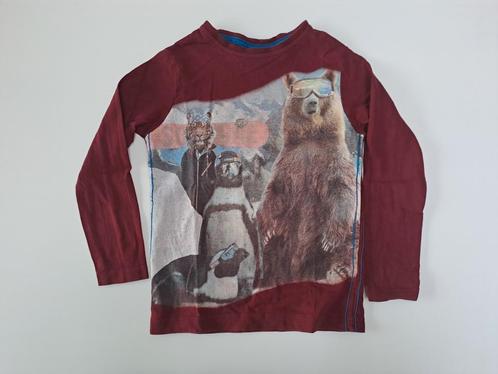 Mt 104 Bordeaux T-shirt lange mouwen beer, pinguïns, tijger, Kinderen en Baby's, Kinderkleding | Maat 104, Gebruikt, Jongen, Shirt of Longsleeve