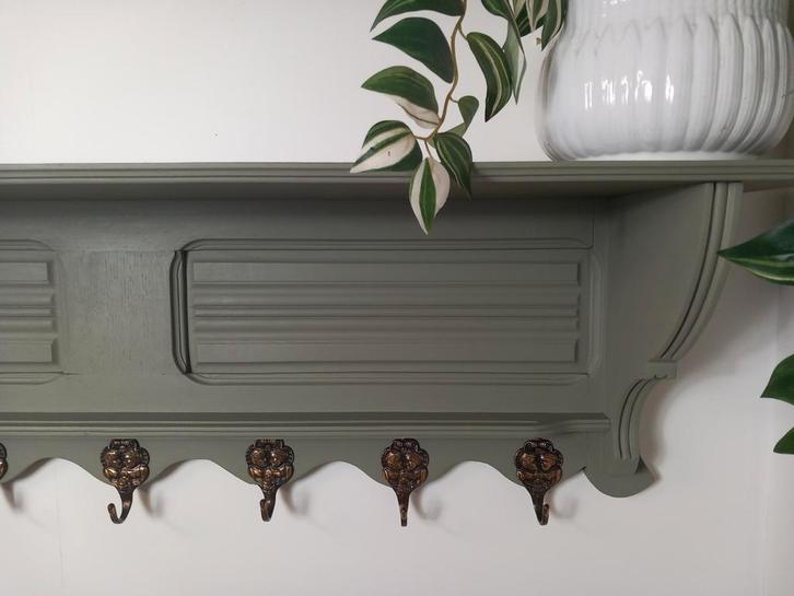 Leuke gerestylede kapstok grijsgroen 7 haakjes, Huis en Inrichting, Woonaccessoires | Kapstokken, Zo goed als nieuw, Ophalen