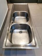 Évier double inox 120cm, Maison & Meubles, Enlèvement, Utilisé