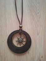 Mooie halsketting met bootrudder en zeeman, Ophalen of Verzenden, Nieuw, Bruin, Met hanger