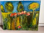 Schilderij op doek, bloemen in veld, Antiek en Kunst, Ophalen